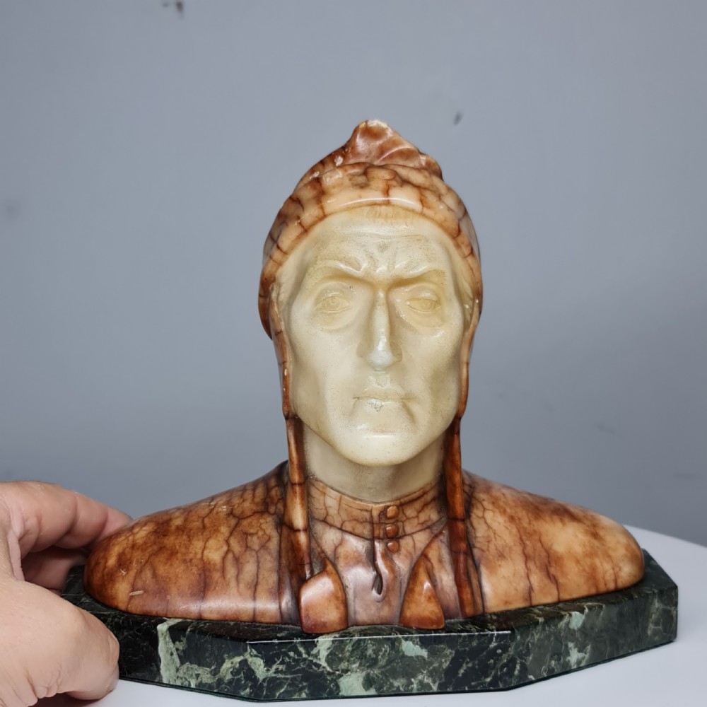 Superb Antique Hand carved Bust of Dante Alighieri with Studio mark View III
