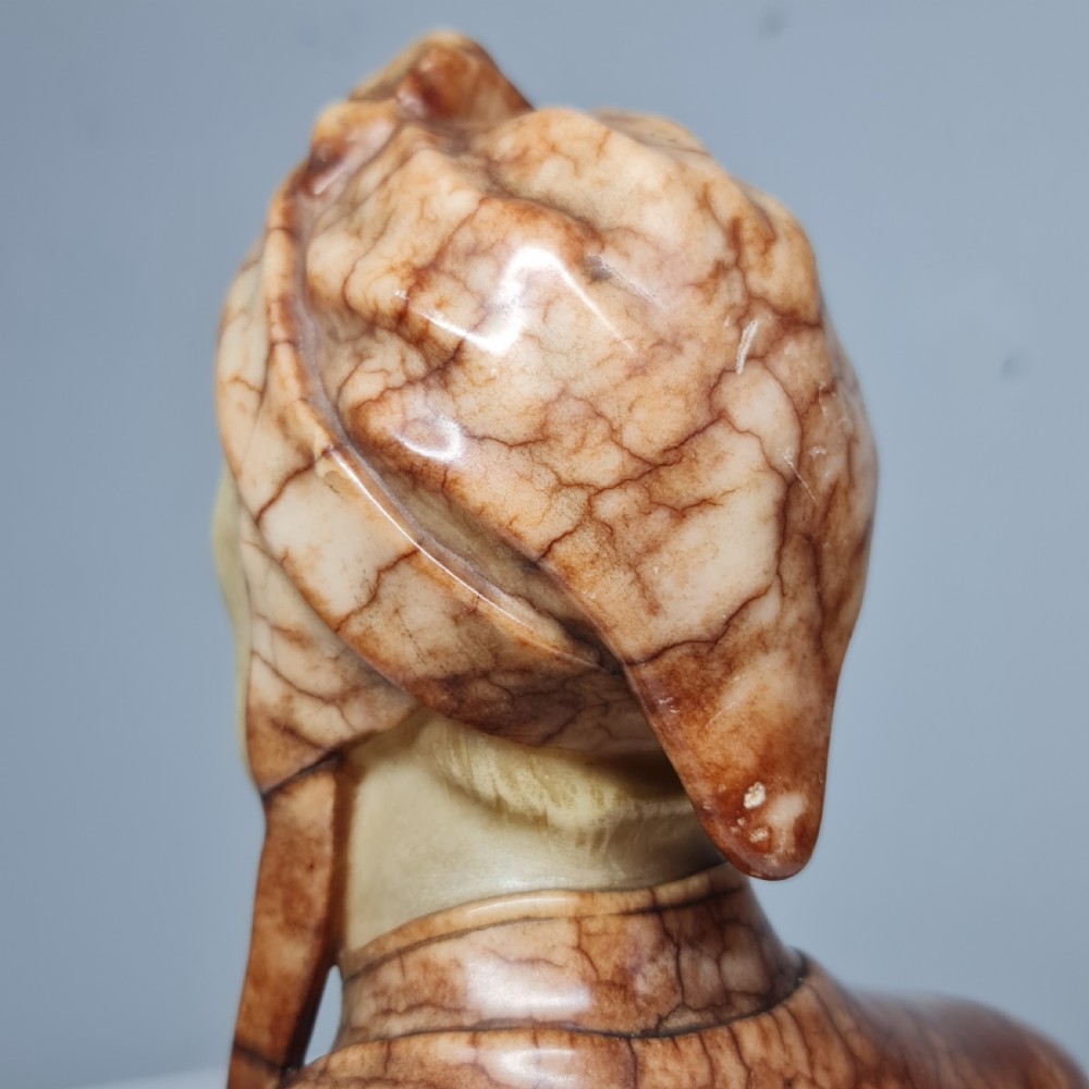 Superb Antique Hand carved Bust of Dante Alighieri with Studio mark View VI