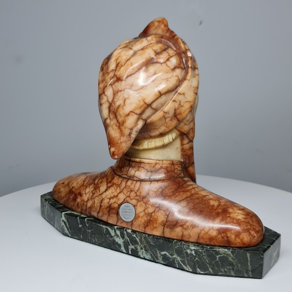 Superb Antique Hand carved Bust of Dante Alighieri with Studio mark View VIII