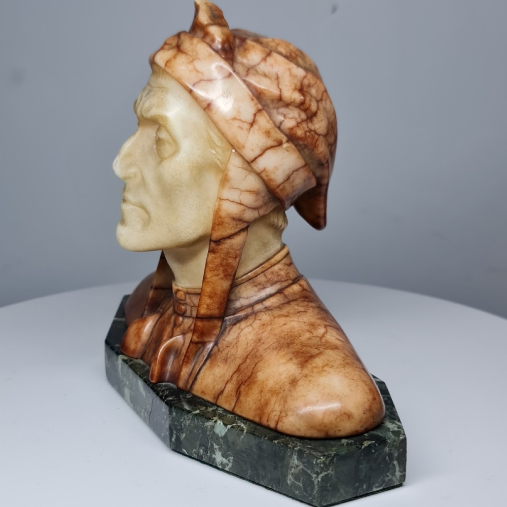 Superb Antique Hand carved Bust of Dante Alighieri with Studio mark View IX
