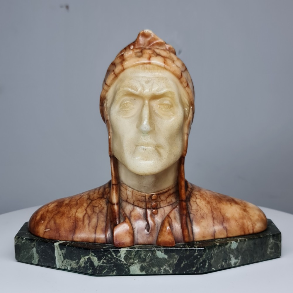 Superb Antique Hand carved Bust of Dante Alighieri with Studio mark View X