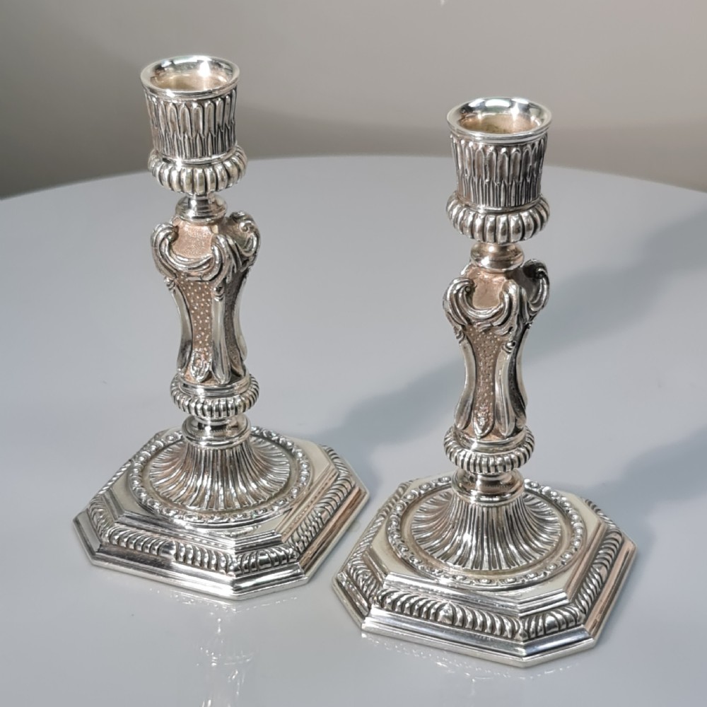 Superb Heavy Cast Vintage Harrods HM Silver Candlesticks Sheffield
