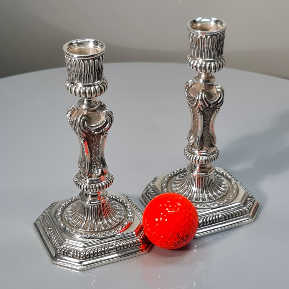 Superb Heavy Cast Vintage Harrods HM Silver Candlesticks Sheffield View V