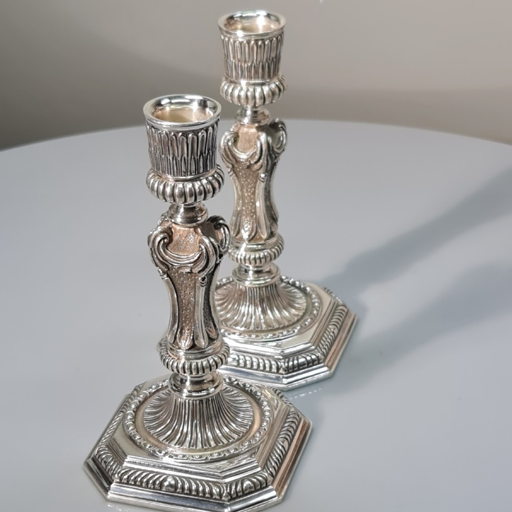 Superb Heavy Cast Vintage Harrods HM Silver Candlesticks Sheffield View XIII