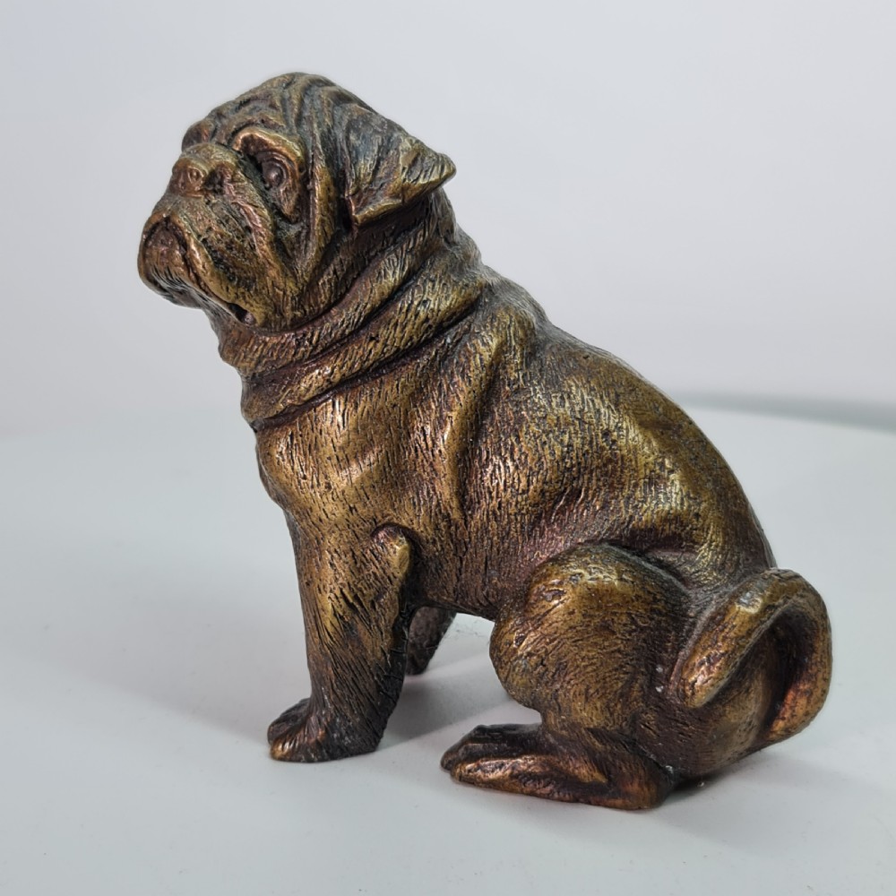 Vintage Bronze Figure of a Sitting Bulldog c1940s