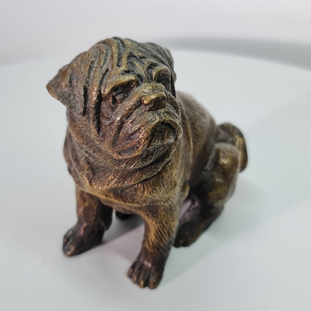 Vintage Bronze Figure of a Sitting Bulldog c1940s View II