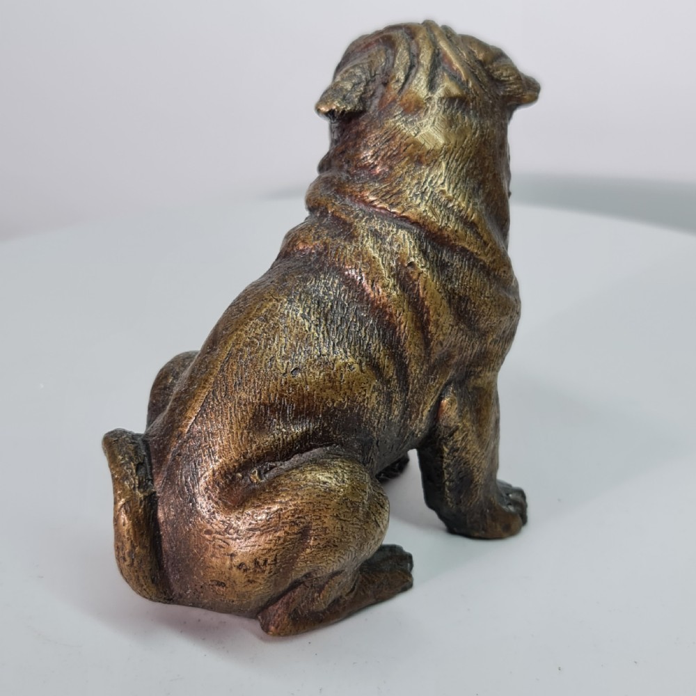 Vintage Bronze Figure of a Sitting Bulldog c1940s View III