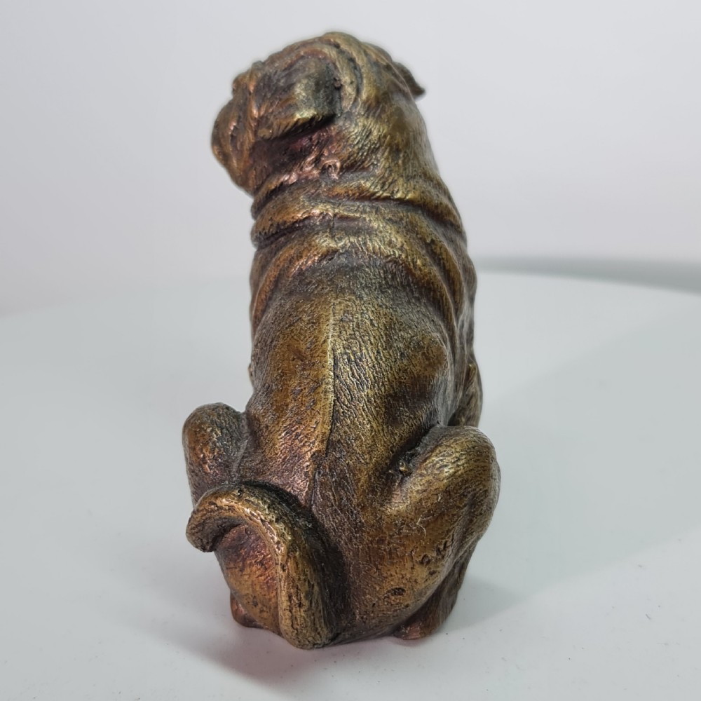 Vintage Bronze Figure of a Sitting Bulldog c1940s View IV