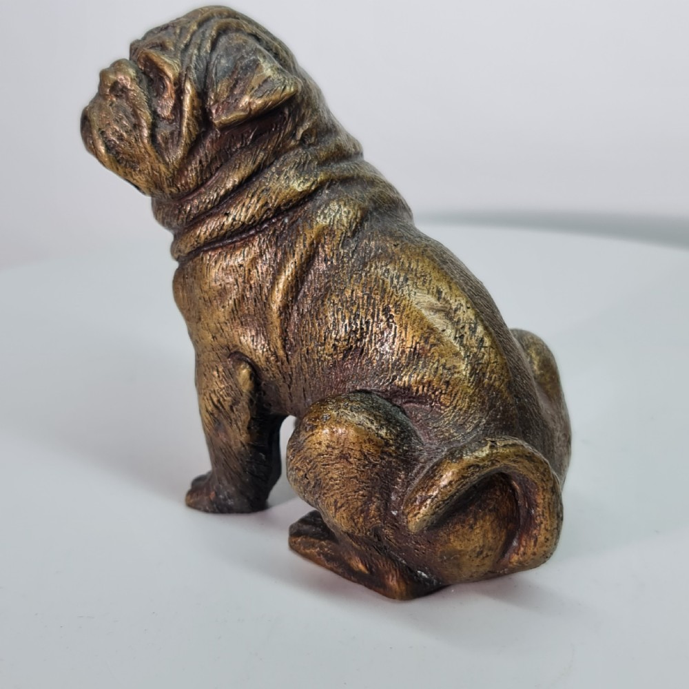 Vintage Bronze Figure of a Sitting Bulldog c1940s View V