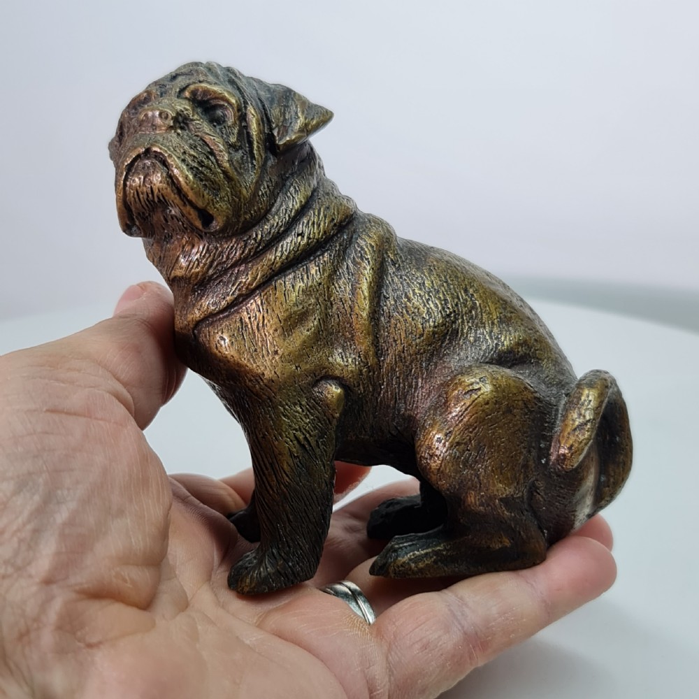 Vintage Bronze Figure of a Sitting Bulldog c1940s View VII