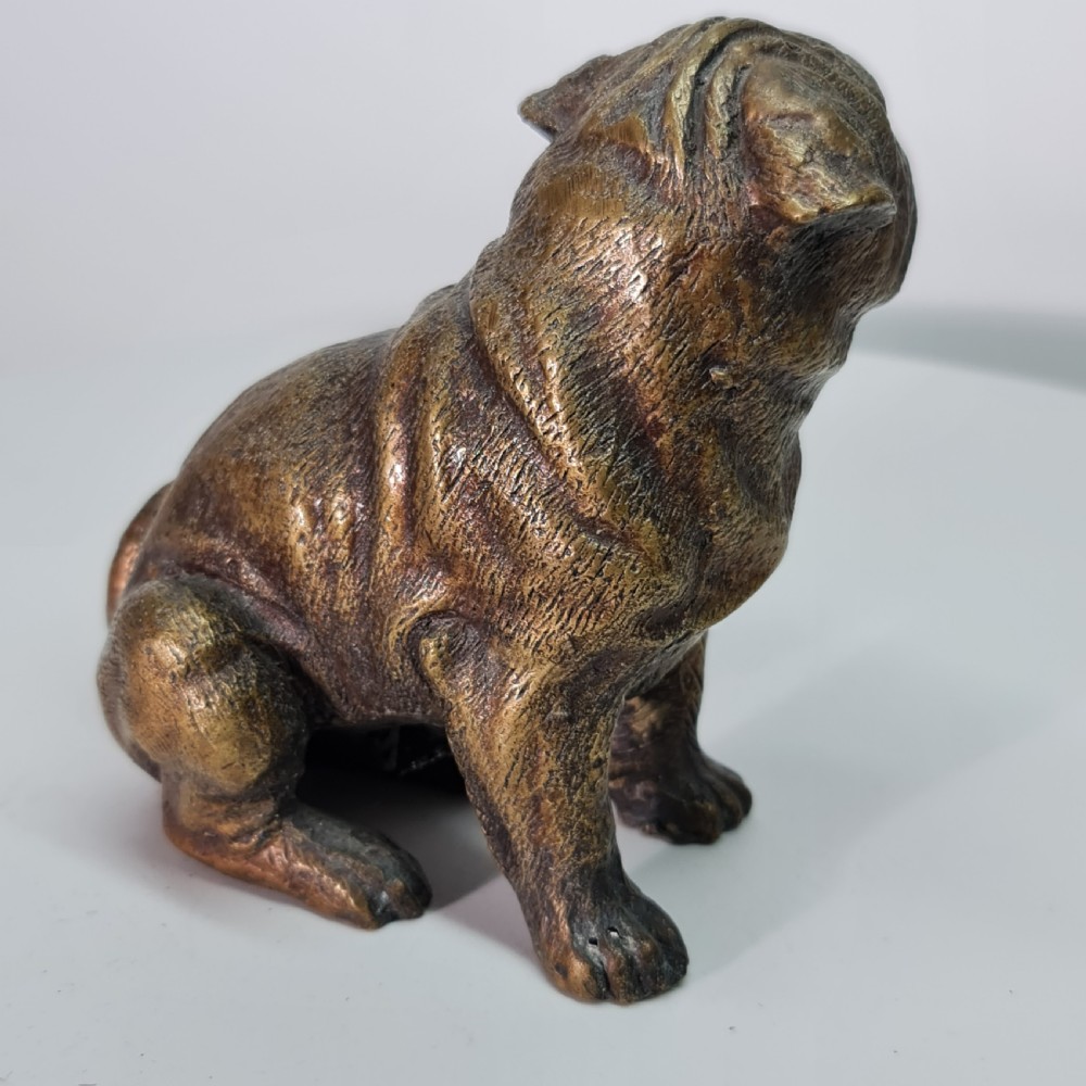 Vintage Bronze Figure of a Sitting Bulldog c1940s View IX