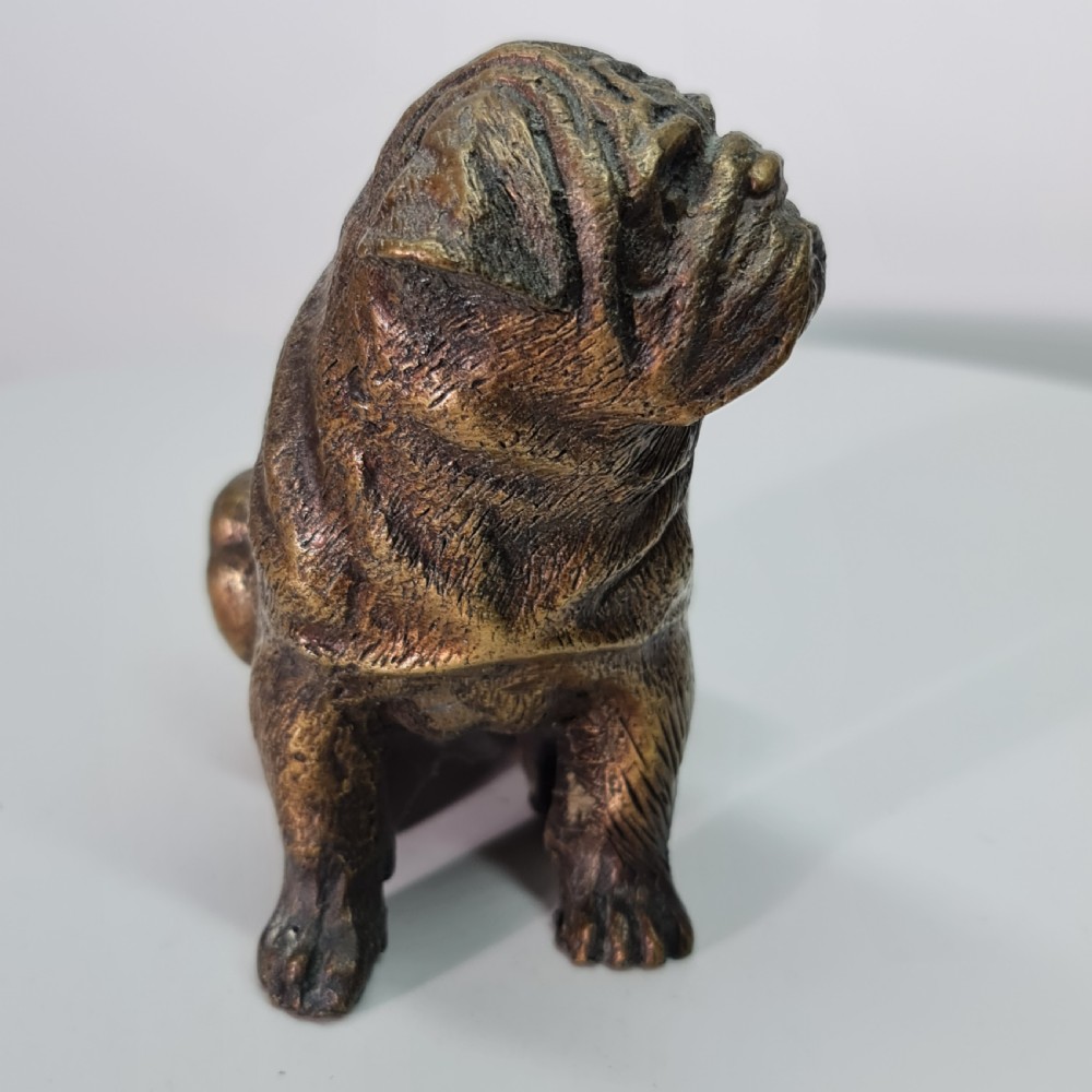 Vintage Bronze Figure of a Sitting Bulldog c1940s View X