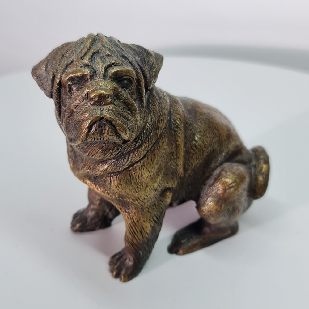 Vintage Bronze Figure of a Sitting Bulldog c1940s View XI
