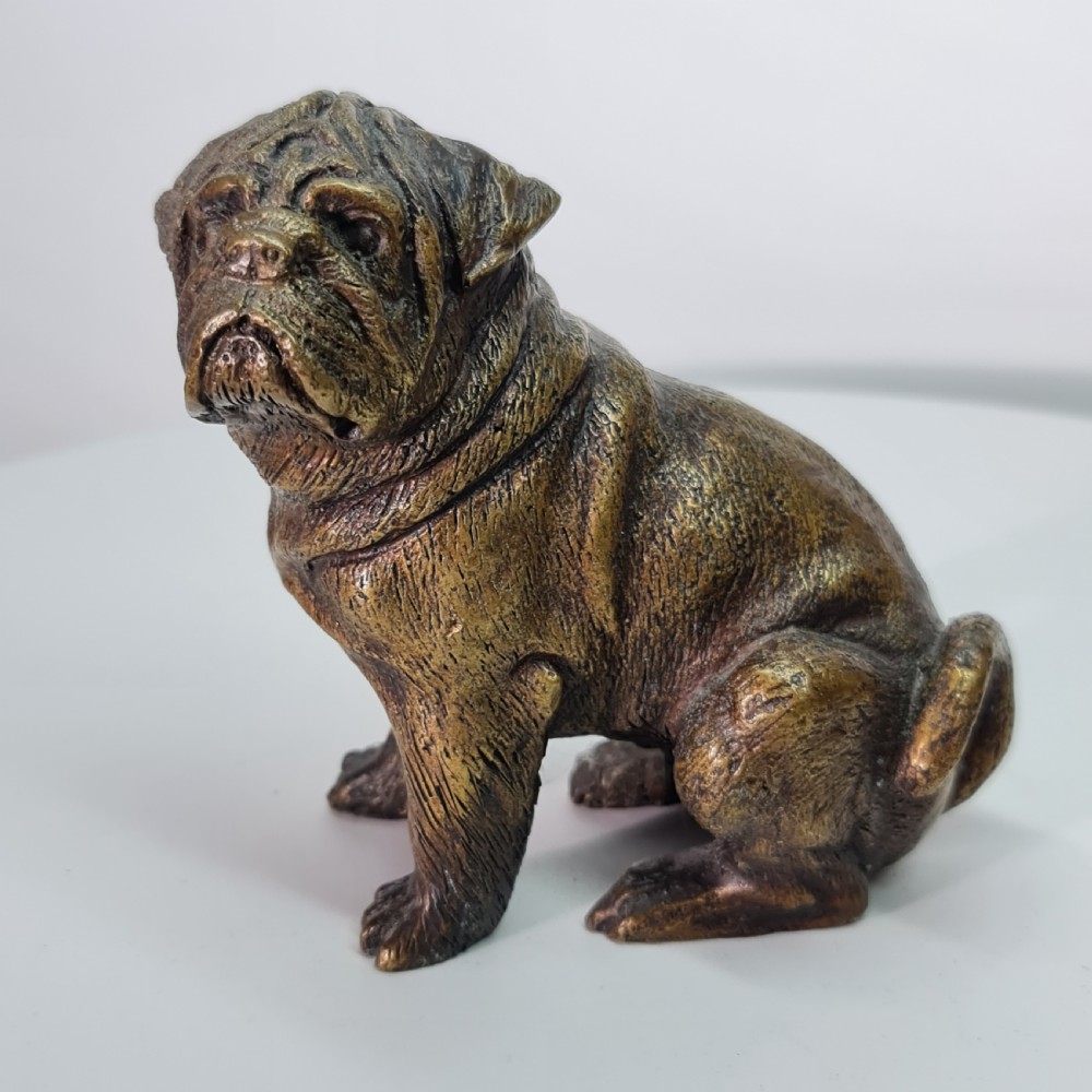 Vintage Bronze Figure of a Sitting Bulldog c1940s View XII