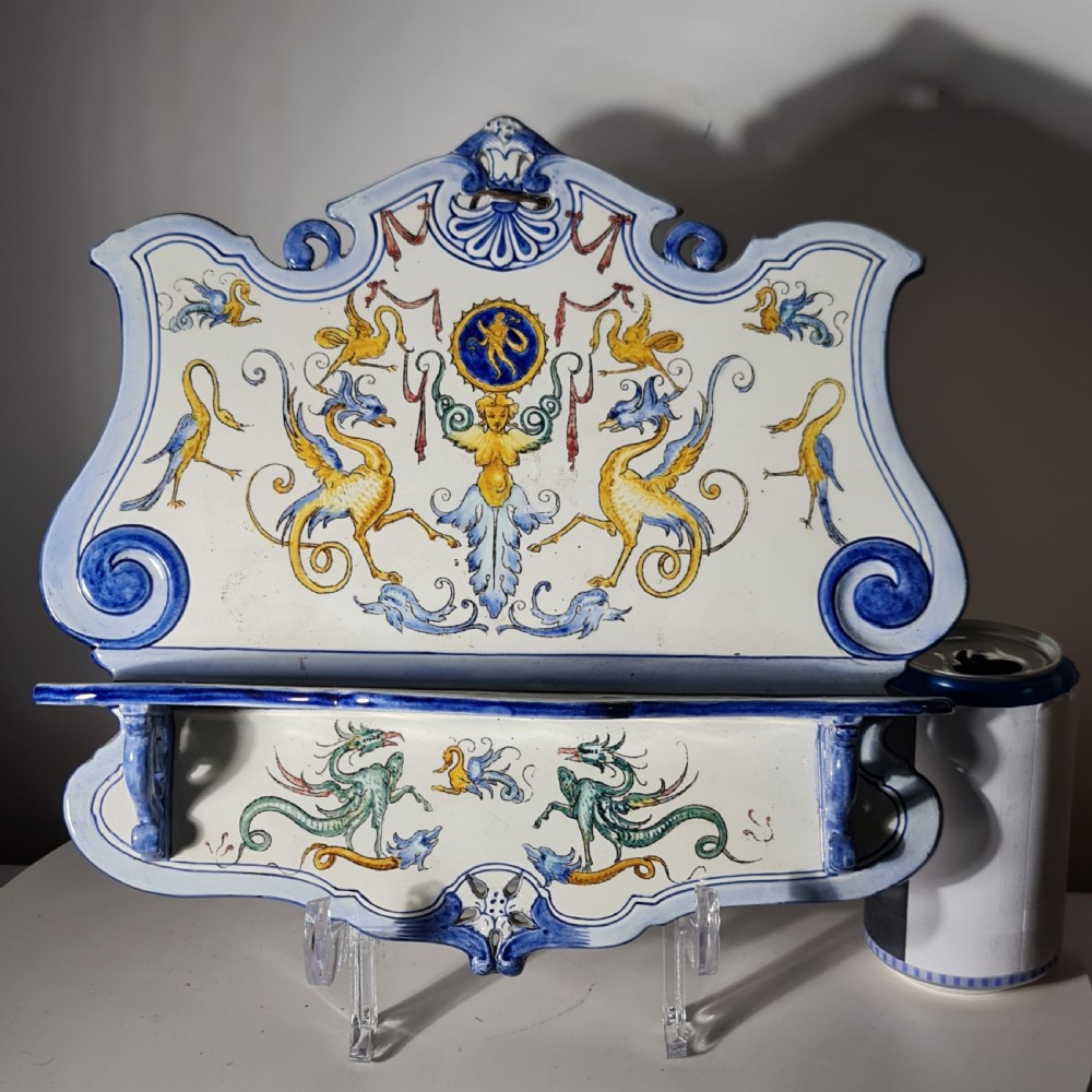 Impressive Large Late 19thc Gien Porcelain Spoon Rack View IV