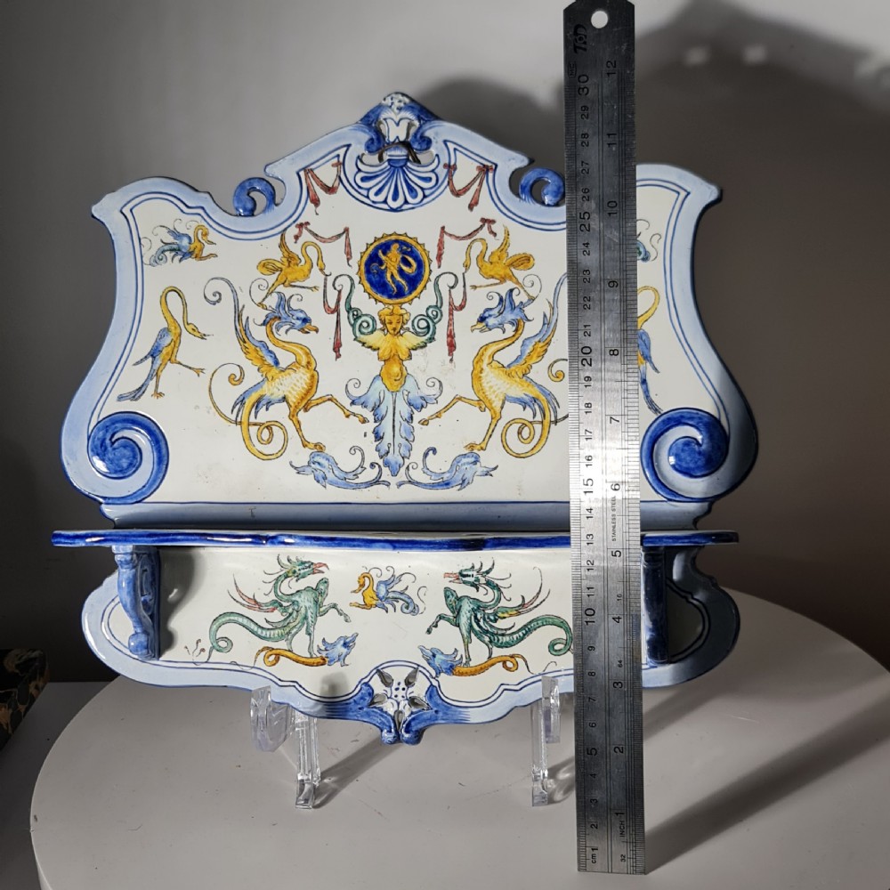 Impressive Large Late 19thc Gien Porcelain Spoon Rack View VIII