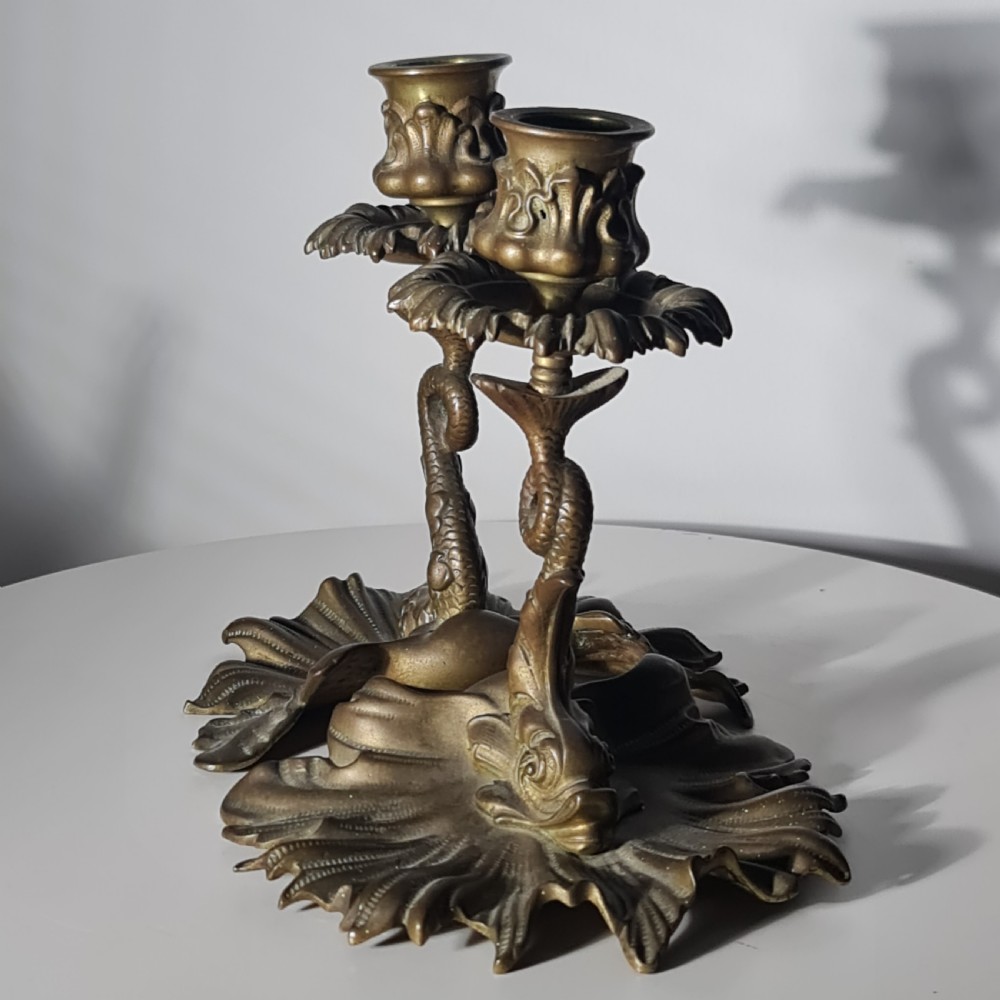 Rare Pair William Tonks Late 19thc Mythical Sea Creature Candlesticks View IV