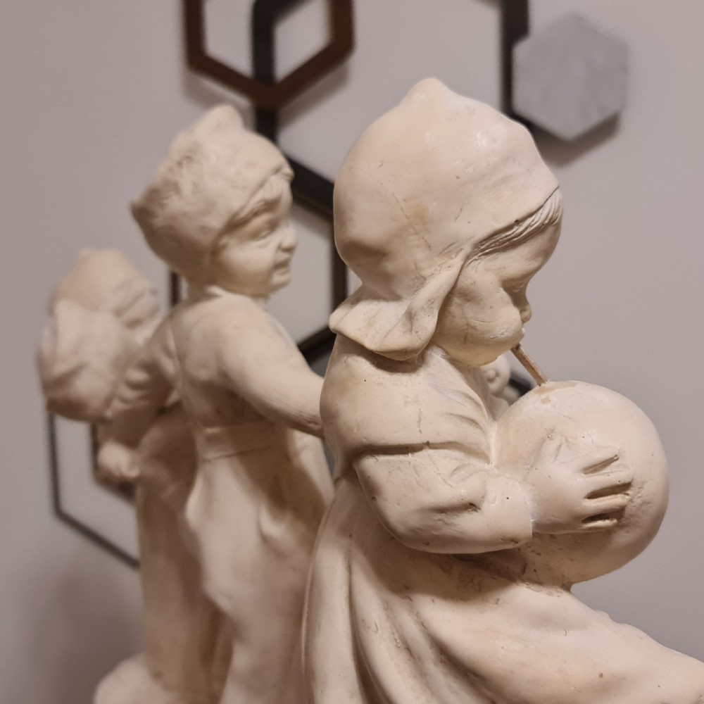 Exceptional Huge Antique Signed Plaster Dutch Figural Group c1930 View VII