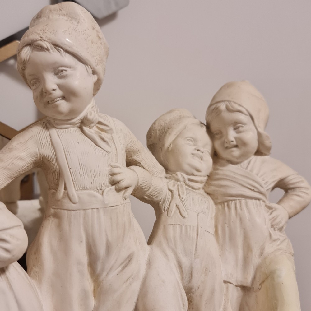 Exceptional Huge Antique Signed Plaster Dutch Figural Group c1930 View VIII