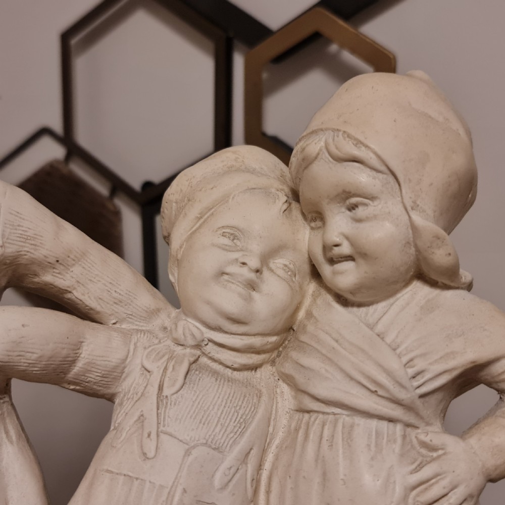 Exceptional Huge Antique Signed Plaster Dutch Figural Group c1930 View IX