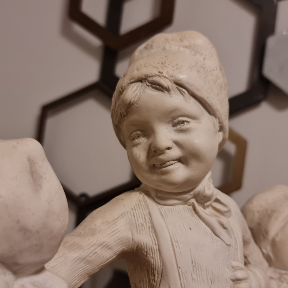 Exceptional Huge Antique Signed Plaster Dutch Figural Group c1930 View X