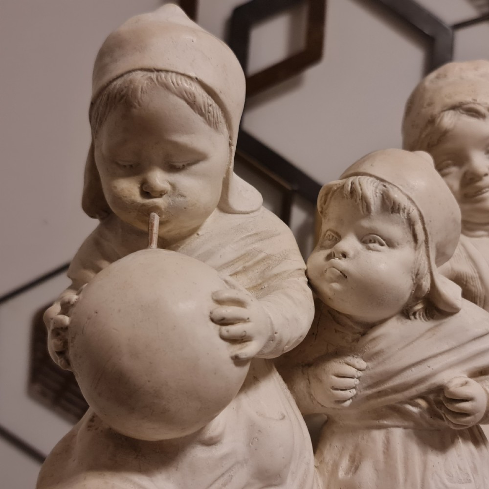 Exceptional Huge Antique Signed Plaster Dutch Figural Group c1930 View XI