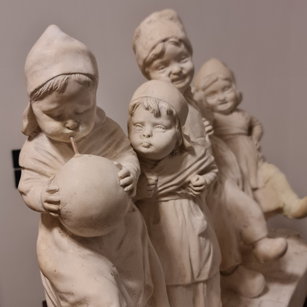 Exceptional Huge Antique Signed Plaster Dutch Figural Group c1930 View XIII