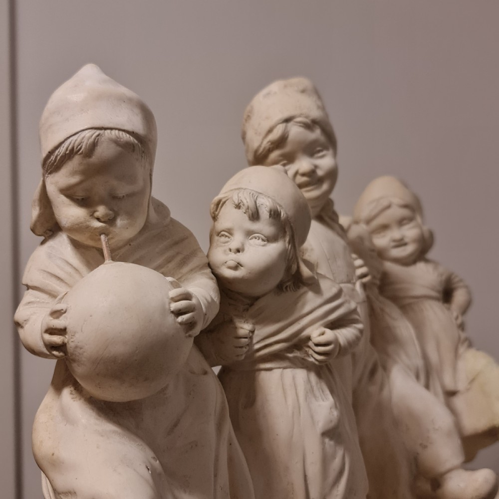 Exceptional Huge Antique Signed Plaster Dutch Figural Group c1930 View XIV