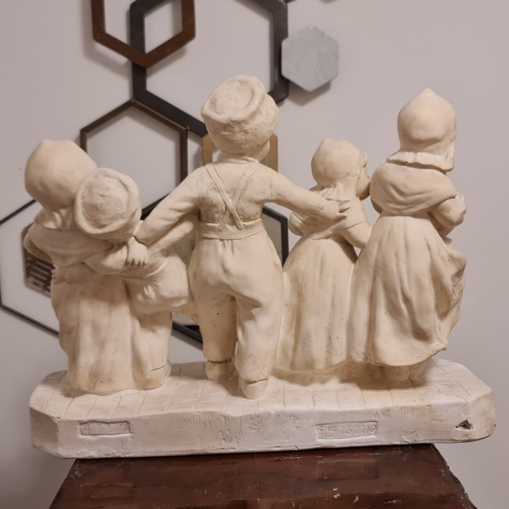 Exceptional Huge Antique Signed Plaster Dutch Figural Group c1930 View XIX