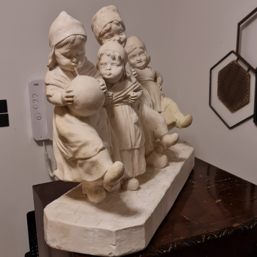 Exceptional Huge Antique Signed Plaster Dutch Figural Group c1930 View XXII