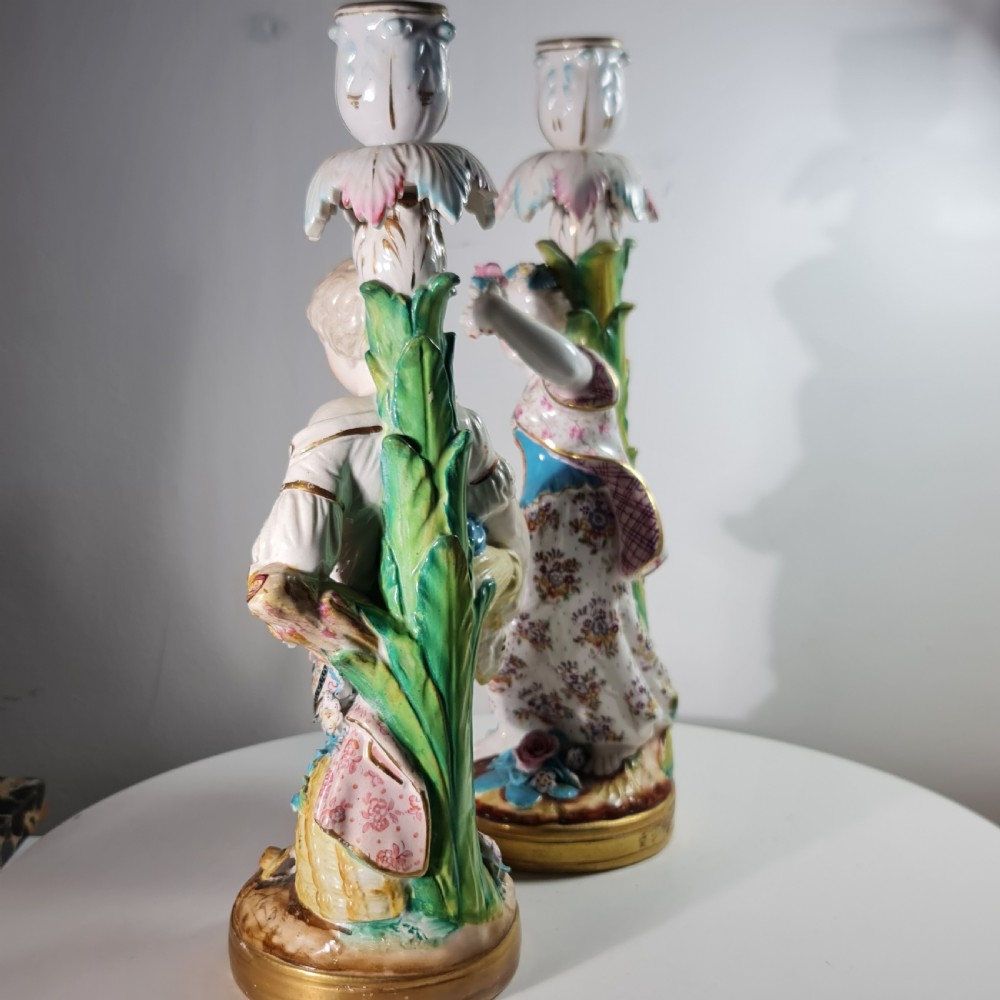 Fine Pair Of Minton Porcelain Figural Candlesticks 19thc