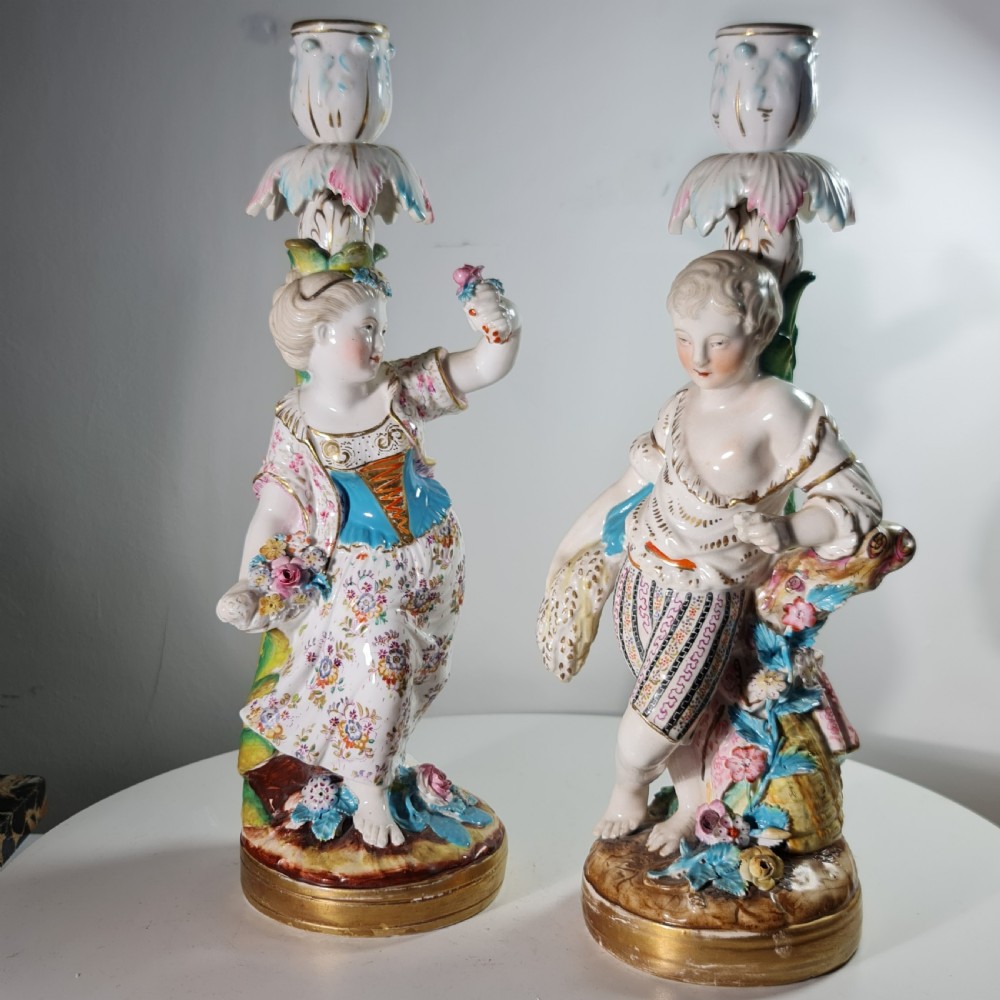 Fine Pair Of Minton Porcelain Figural Candlesticks 19thc View V