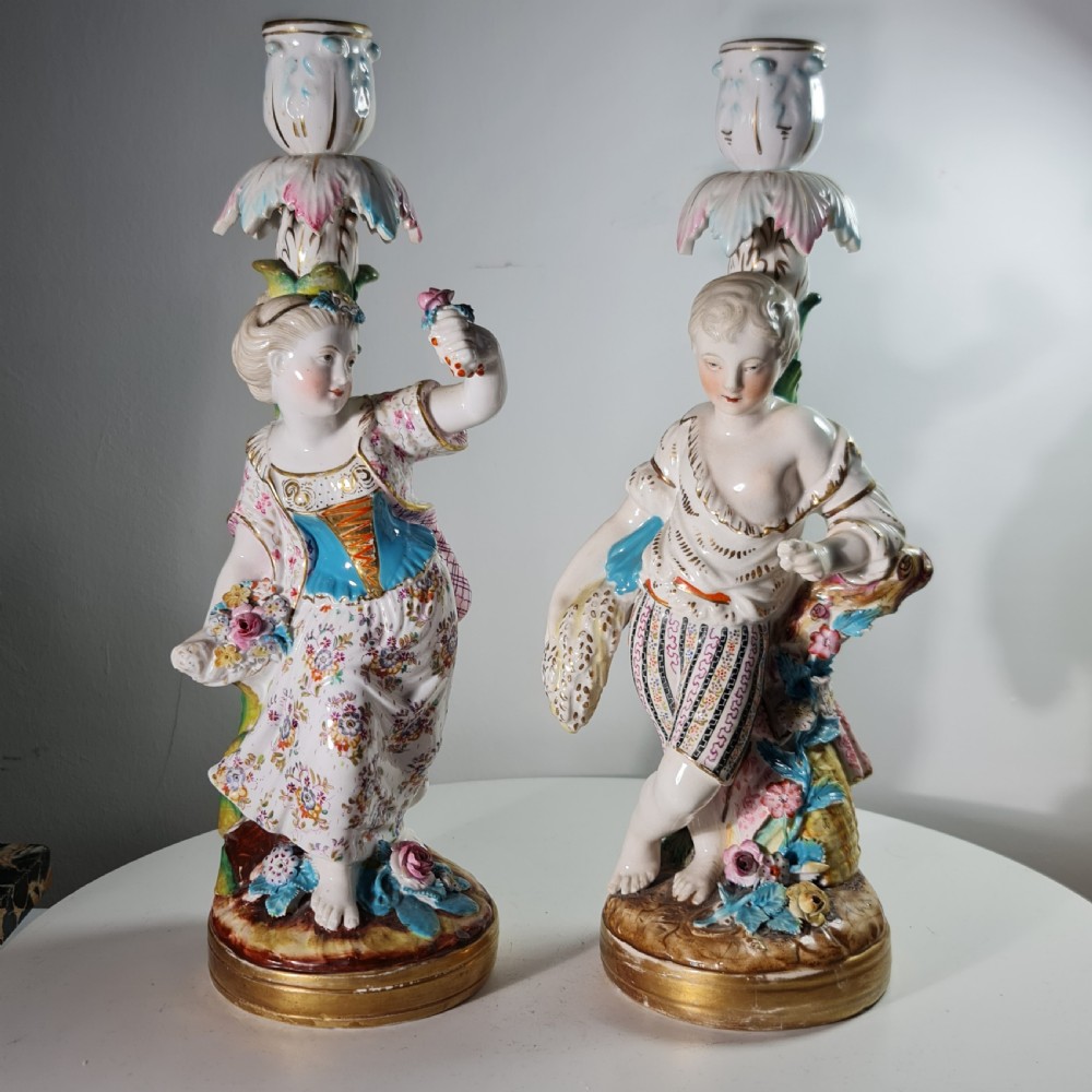Fine Pair Of Minton Porcelain Figural Candlesticks 19thc View XII