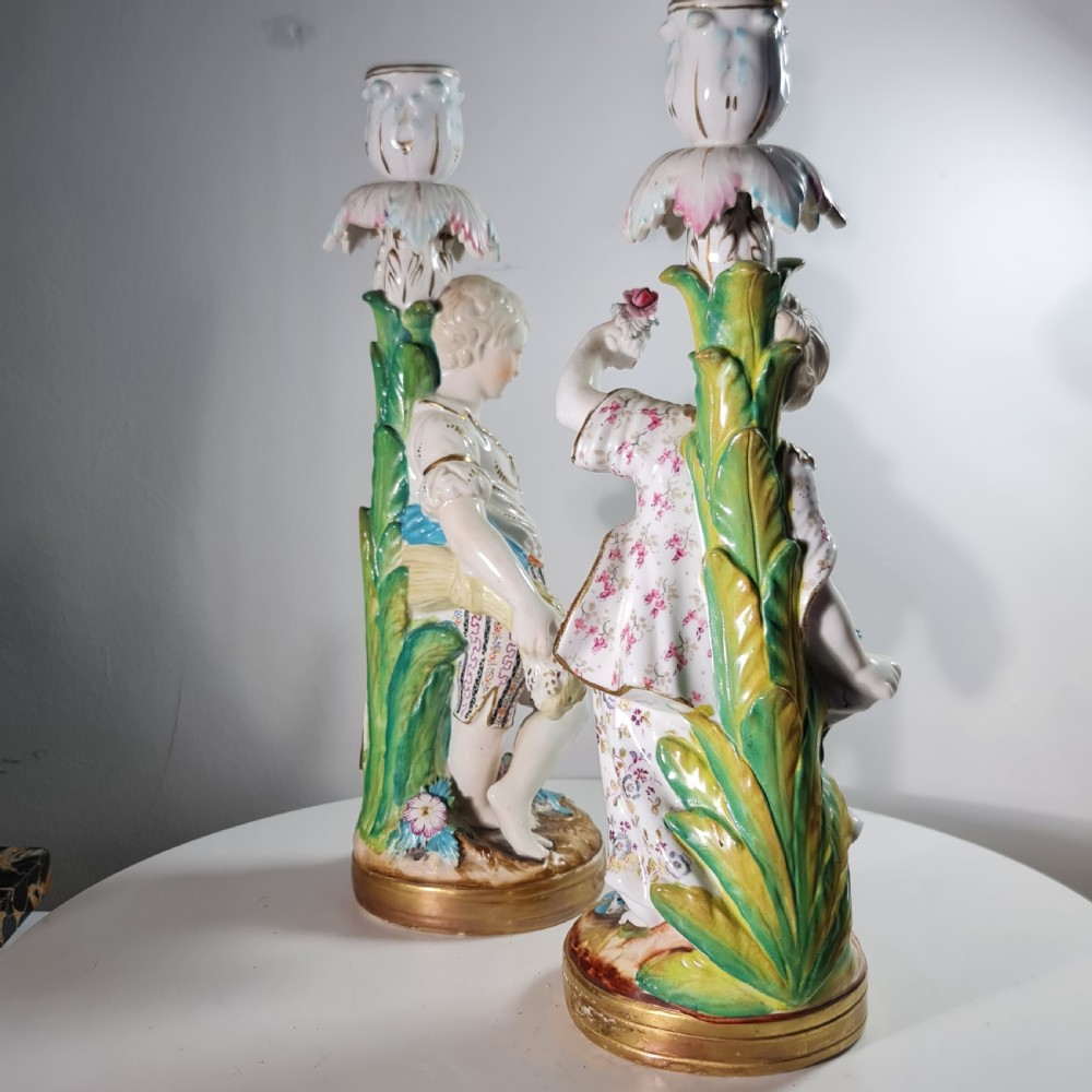 Fine Pair Of Minton Porcelain Figural Candlesticks 19thc View XIV