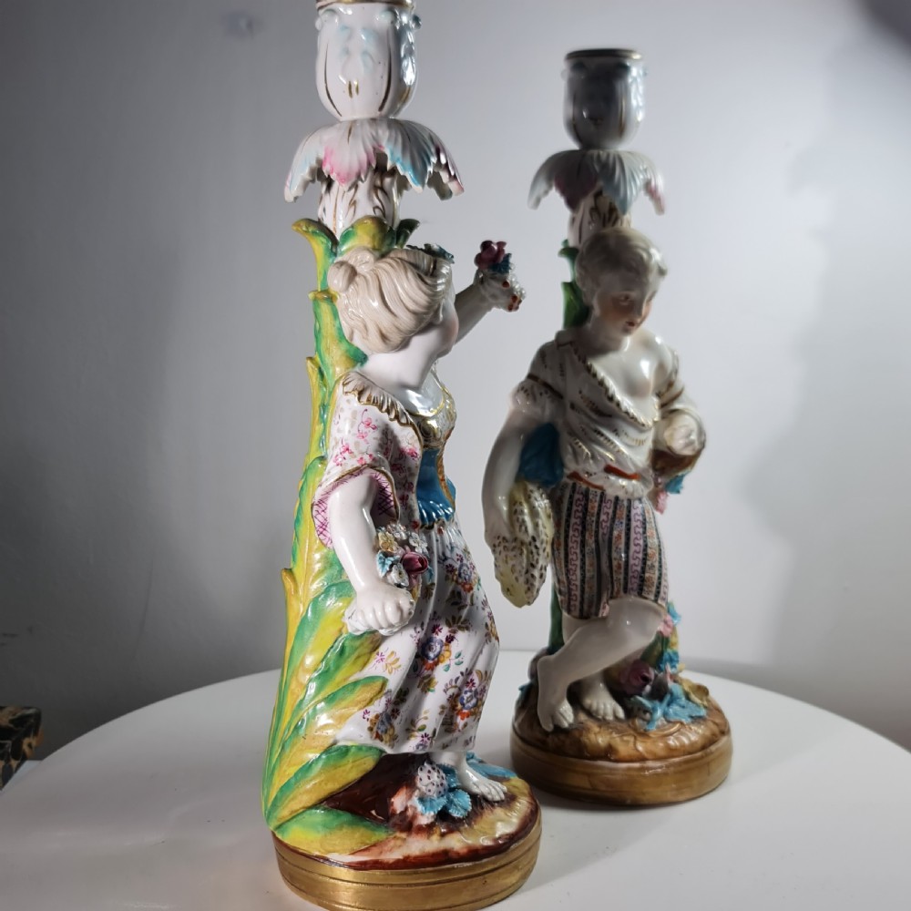 Fine Pair Of Minton Porcelain Figural Candlesticks 19thc View XV