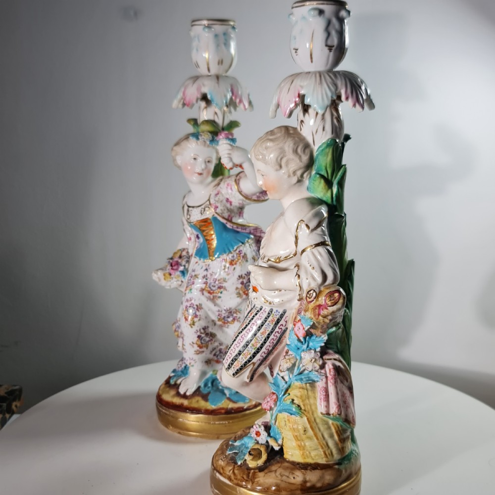 Fine Pair Of Minton Porcelain Figural Candlesticks 19thc View XVIII