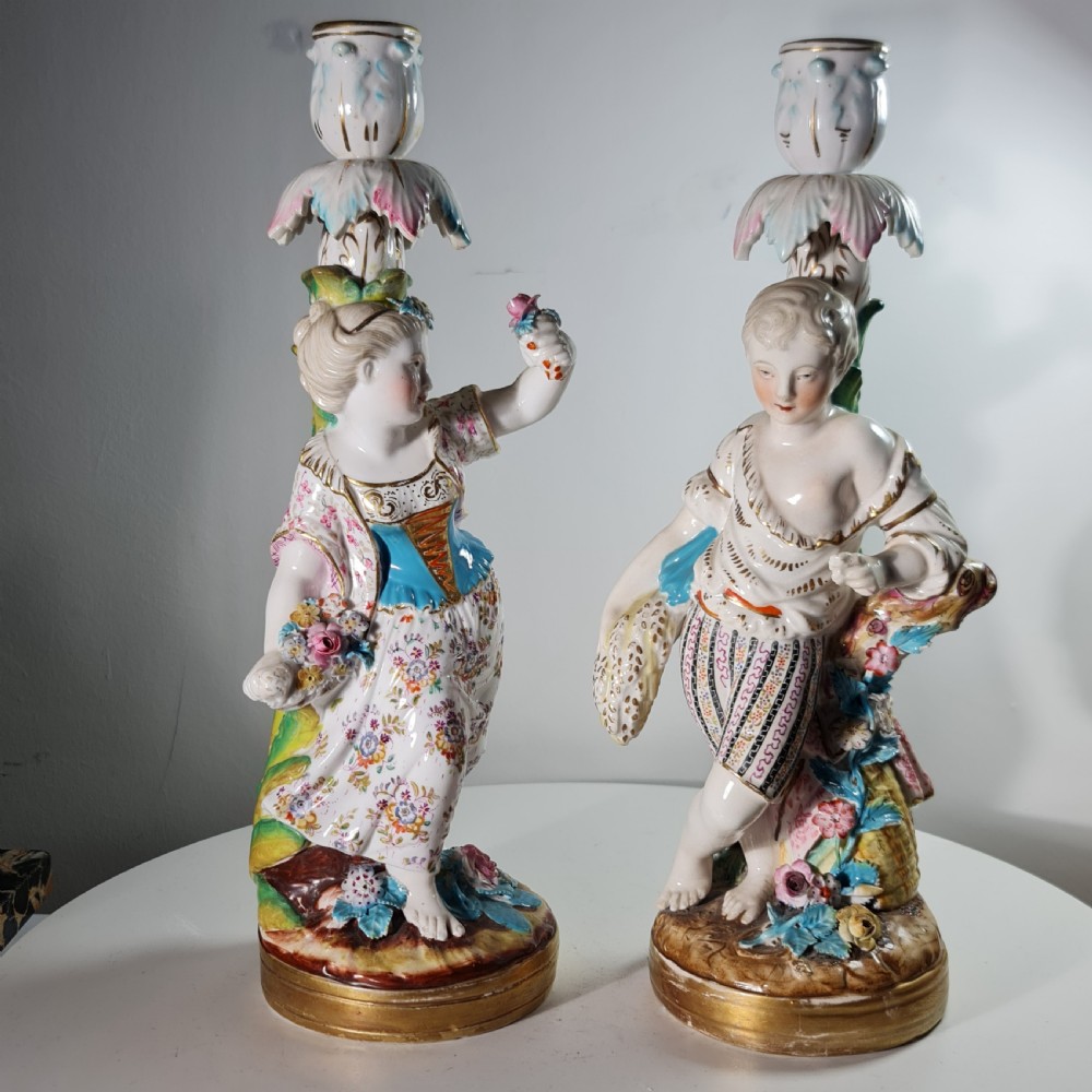 Fine Pair Of Minton Porcelain Figural Candlesticks 19thc View XIX