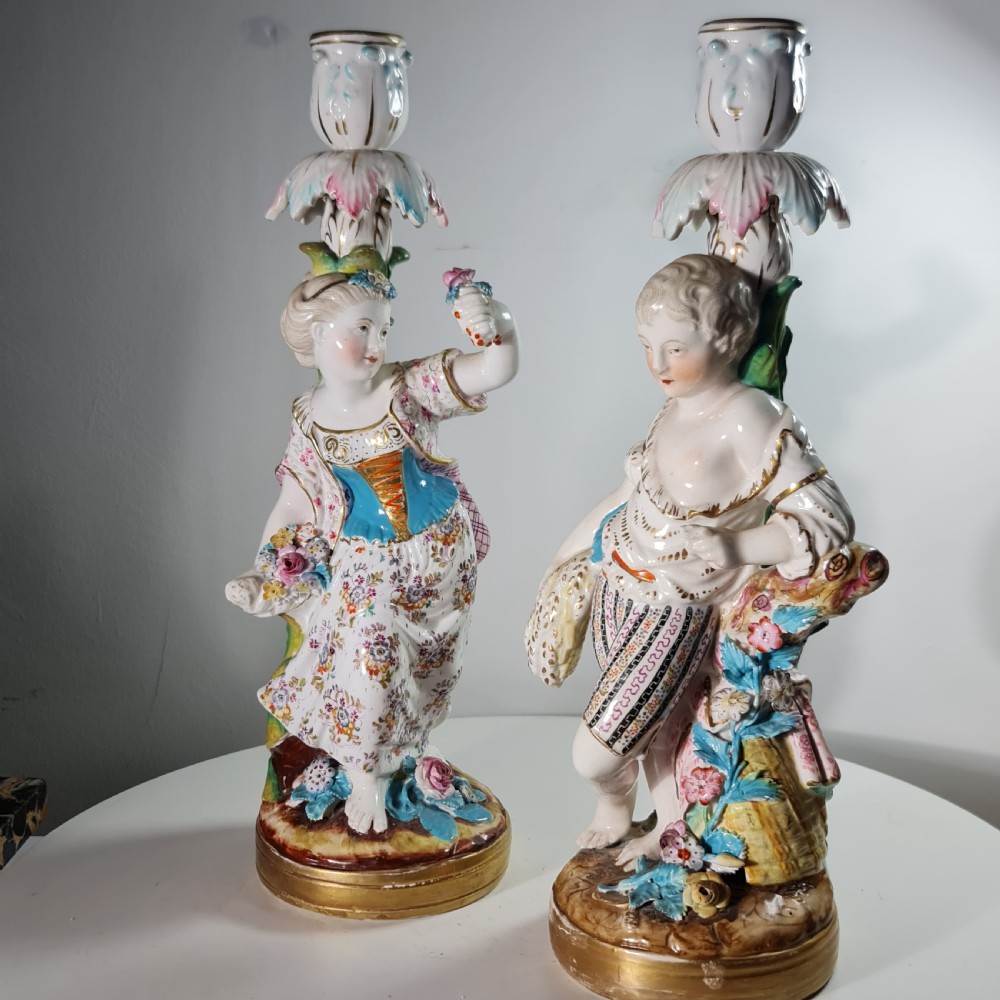 Fine Pair Of Minton Porcelain Figural Candlesticks 19thc View XX