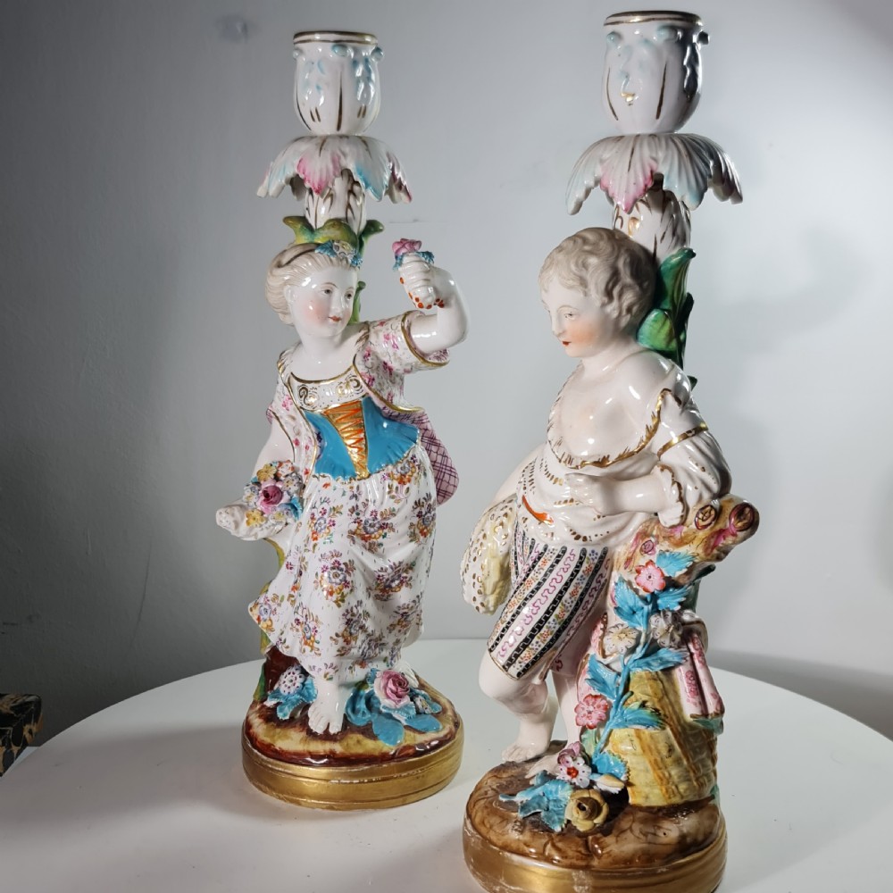 Fine Pair Of Minton Porcelain Figural Candlesticks 19thc View XXI