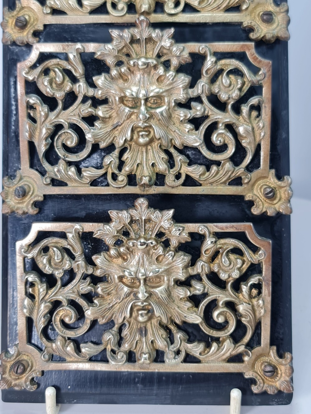 19th Century Solid Oak And Brass Victorian Wall Hanging Letter Or Stationery Rack View II