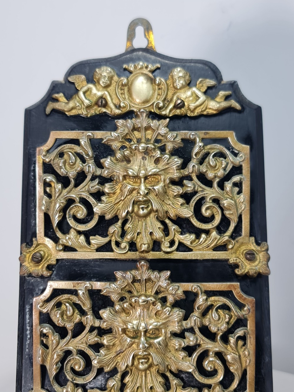 19th Century Solid Oak And Brass Victorian Wall Hanging Letter Or Stationery Rack View III