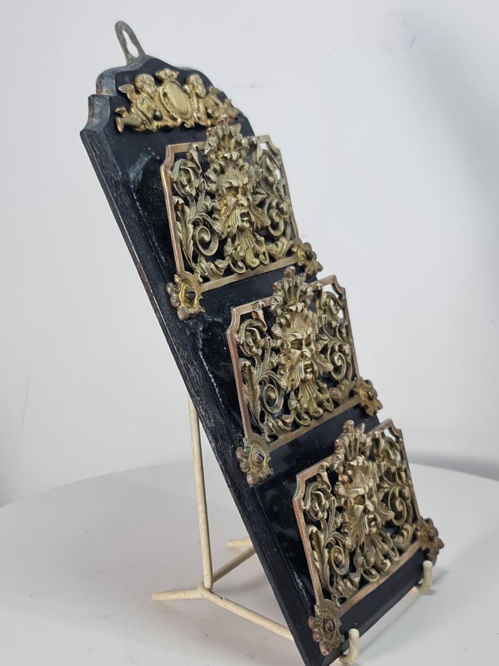 19th Century Solid Oak And Brass Victorian Wall Hanging Letter Or Stationery Rack View V