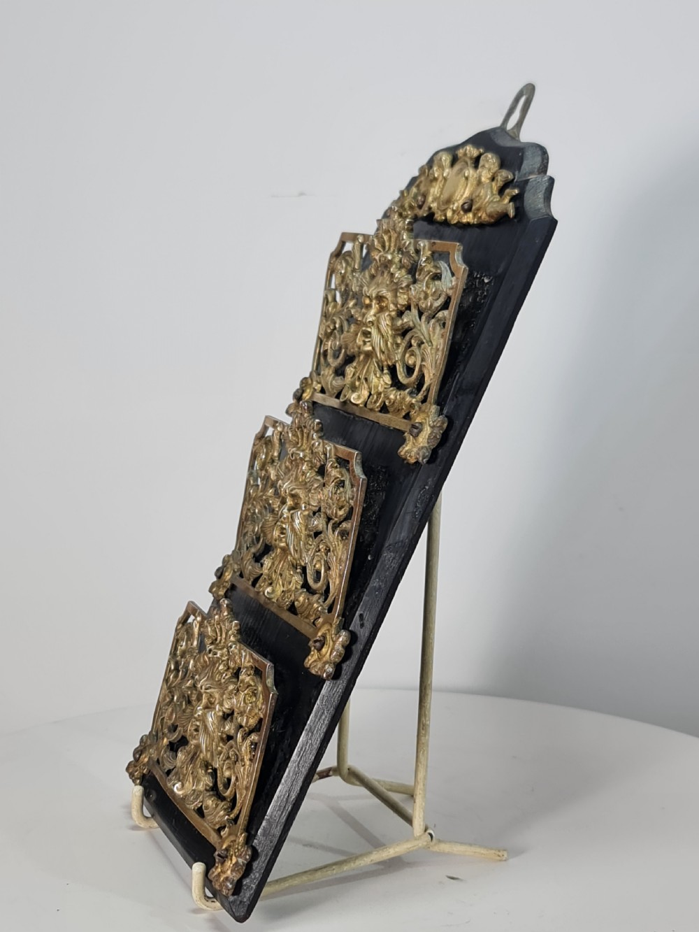 19th Century Solid Oak And Brass Victorian Wall Hanging Letter Or Stationery Rack View XI