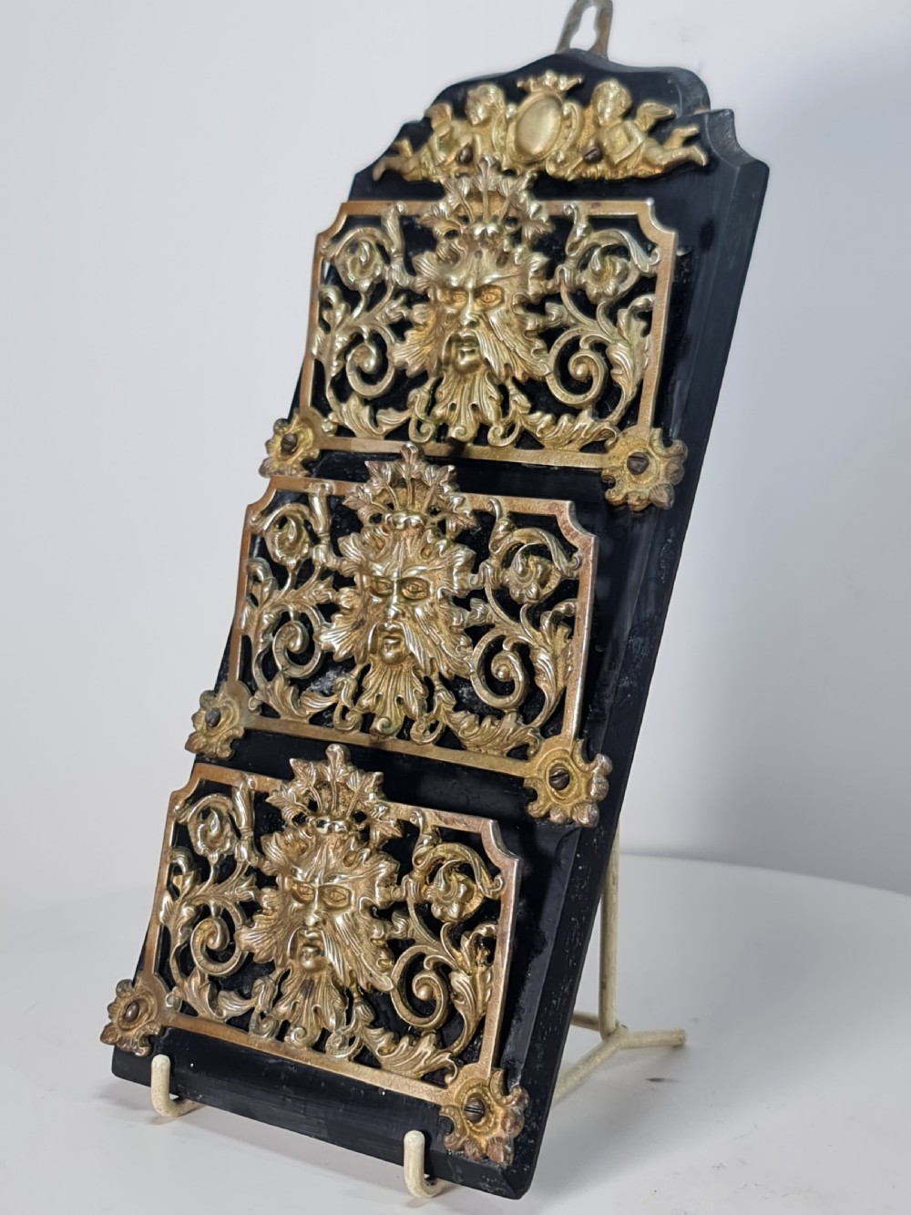19th Century Solid Oak And Brass Victorian Wall Hanging Letter Or Stationery Rack View XII