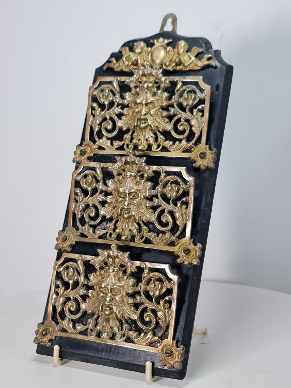 19th Century Solid Oak And Brass Victorian Wall Hanging Letter Or Stationery Rack View XIII
