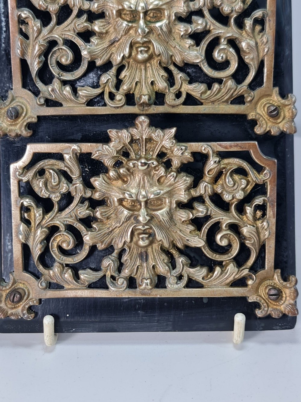 19th Century Solid Oak And Brass Victorian Wall Hanging Letter Or Stationery Rack View XV