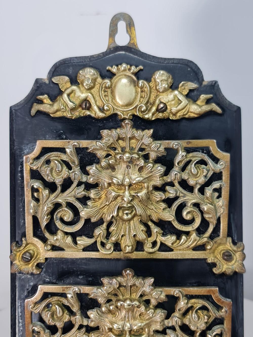 19th Century Solid Oak And Brass Victorian Wall Hanging Letter Or Stationery Rack View XVI