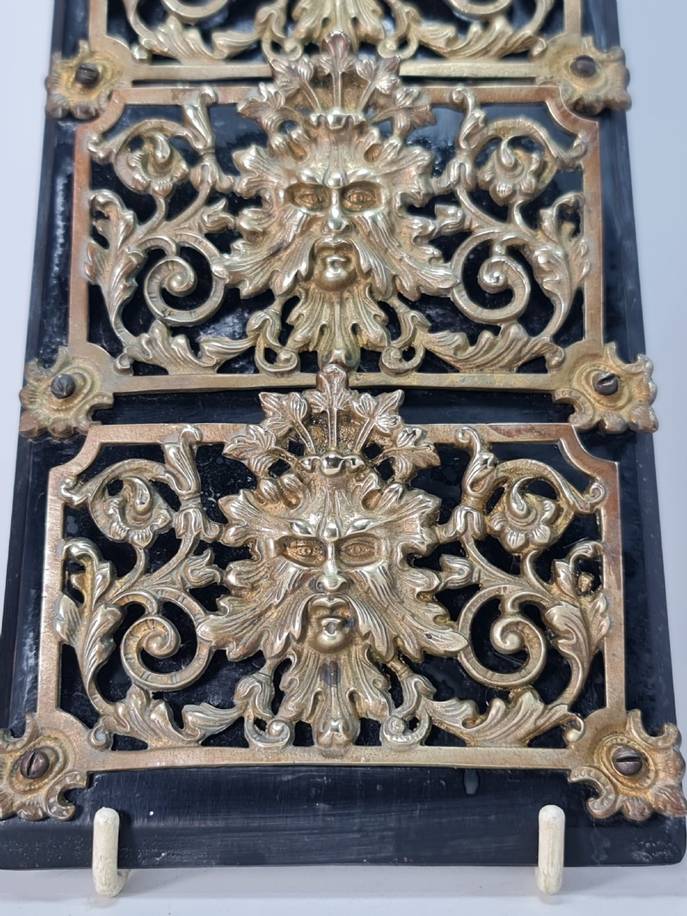19th Century Solid Oak And Brass Victorian Wall Hanging Letter Or Stationery Rack View XVIII