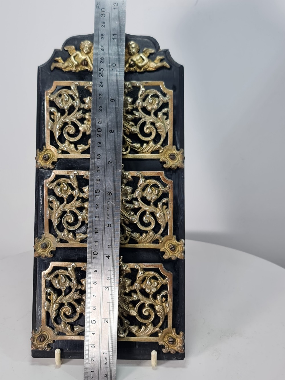 19th Century Solid Oak And Brass Victorian Wall Hanging Letter Or Stationery Rack View XIX