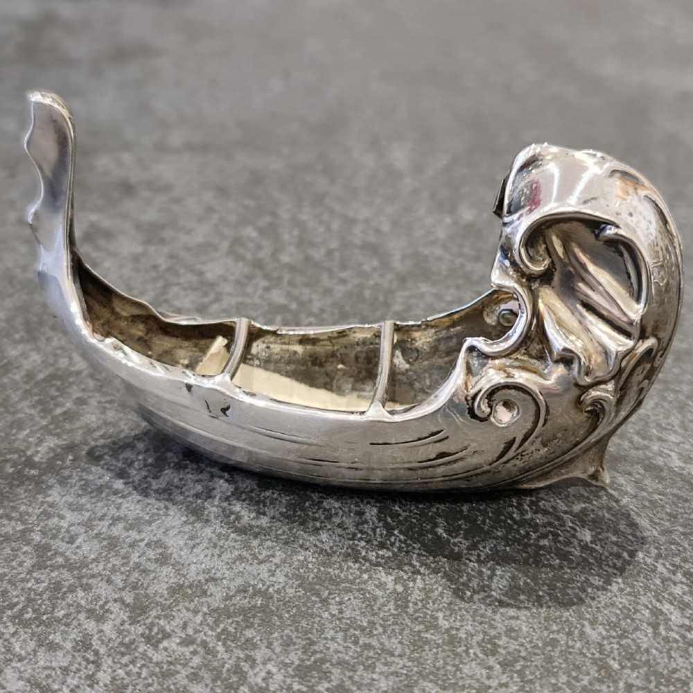 1905 Edwardian Silver Miniature Grand Gondola  possibly a pincushion or salt View III